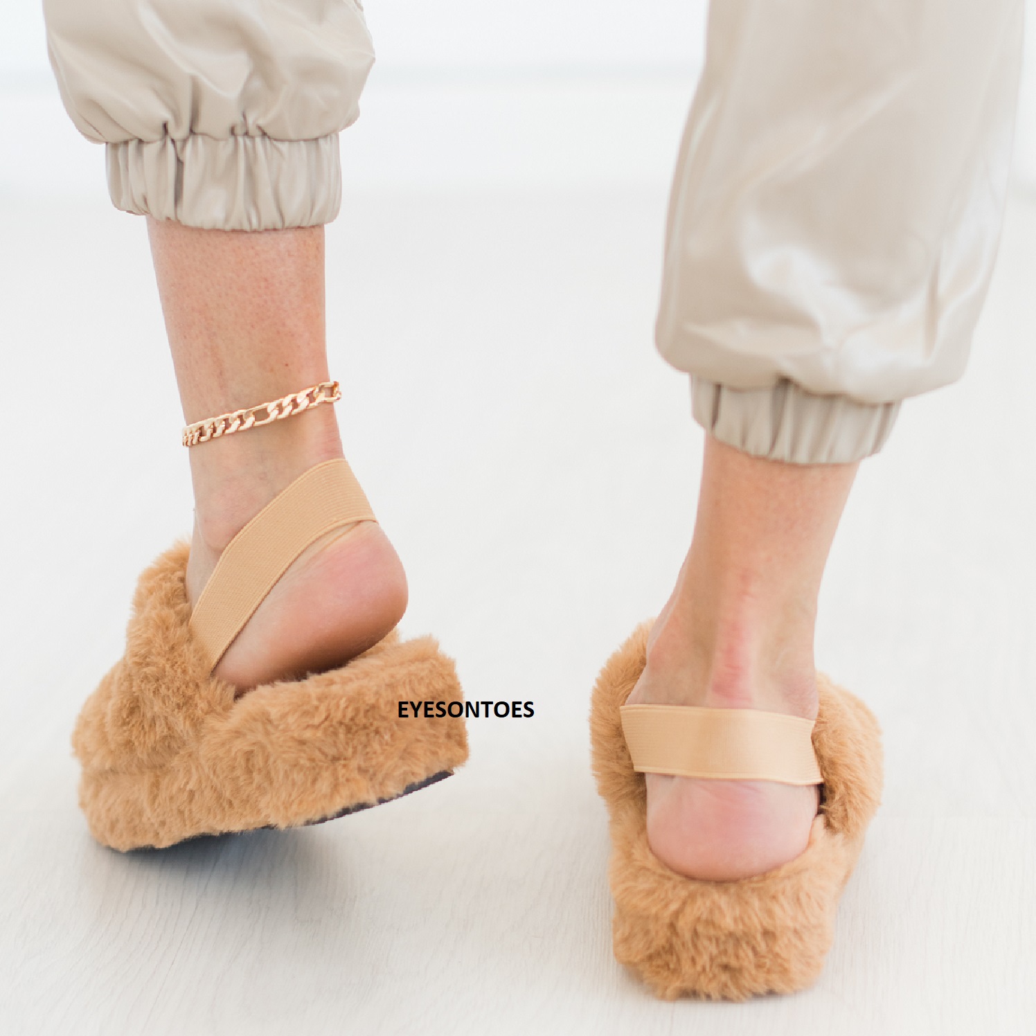 fluffy flat mules